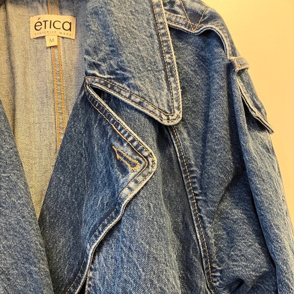 NWT Etica Jaques Denim Trench Coat (Medium Wash) - Picture 7 of 16